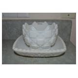 (2) Vtg Milk Glass Pcs w/ Westmoreland 4.75diam