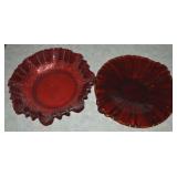 (2) Ruby Red Glass Pcs w/ Imperial Grape Harvest