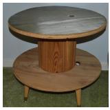 Vtg Handcrafted Wooden Spool Table 24d 21.5t