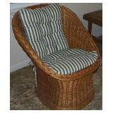Vintage Woven Rattan Bucket Style Lounge Chair