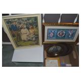 Wall Art + Small White Wooden Shelf Lot w/ Jesus,