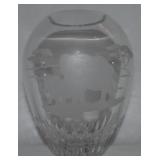 Lenox Crystal Etched African Elephants Vase 8.25"