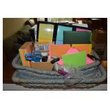 (2) Baskets Full of Office Supplies: Flashlights,
