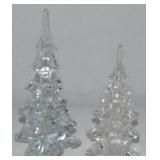 (2) Vtg ROC Taiwan Clear Art Glass Christmas Trees