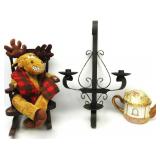 Moose In Rocking Chair,Metal Candle Holder,Teapot