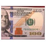 $100 2017A Star Note Ser# PB02628698* 1 of 2