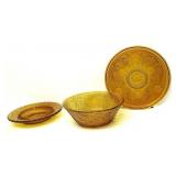 Tiara Glass Amber Bowl,Platter,Ashtray