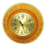 Tiara Glass Amber Sandwich Pattern Wall Clock 12'R