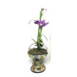 Vintage Pottery Basket W/Artifical Flowers