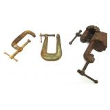 Vtg C-Clamps W/Vice 2'& 3'