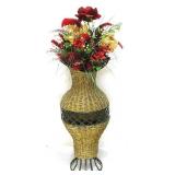 Large Wicker Floor Vase W/Artifical Flowers 31'T
