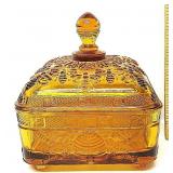 Vtg Tiara Amber Honey Bee Hive Covered Candy Dish