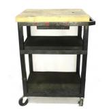 Rolling Cart W/Wood Top 26'Wx19'Dx3Ft Tall
