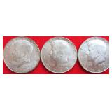 1965 & 2 1969D 40% Silver Kennedy Halfs
