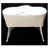 Vintage Wicker Bassinet On Wheels