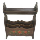 Antique Magazine Painted Floral Rack 26'Wx32'T