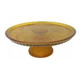 Tiara Amber Glass Pedestal Cake Stand10'Rx4'T