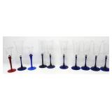 Blue Stemed Fluted Glassware 8.5'