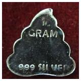 1 Gram .999 Fine Silver Bar: Happy Poop