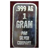 1 Gram .999 Fine Silver Bar: Pan Silver Company