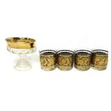 Mid Century High Ball Glasses W/Kings Crown Compot