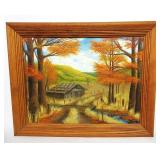 Signed Bobby RichOil On Board Barn Scene 18.5'x14'
