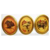 Vintage Oval Pictures On Canvas Signed