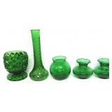 Vintage Green Glass Vases