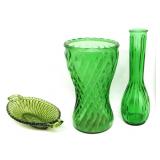 Vintage Green Glass Vases