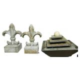 Fountain Decor W/Fleur-de-lis Finials Plastic Made