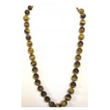 Beaded Tiger Eye Necklace W/Silver Clasp 20'