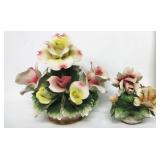 Capodimonte Italian Porcelain Flowers One Has Chip