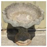 2 piece Concrete Bird Bath w/Chip