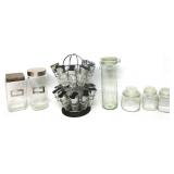 Spice Rack W/Glass Cannisters