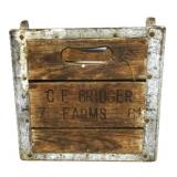 Vtg CE Bridger 7 Farms Metal &Wood Crate