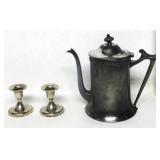 Silverplate Teapot W/Candle Sticks