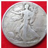 1945D Walking Liberty Silver Half Dollar