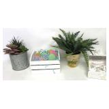 Artificial Plants,Basket WIth Light Up Egg Decor