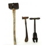 Antique T-Handle Sink/Basin Wrench,Ball Pee Hammer