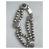 925 Silver Mexico Light Purple Stone Link Bead Br.