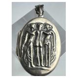 925 Silver Vtg. Double Sided Three Graces Locket