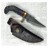 Damascus Steel Fixed Blade Knife w/ Sheath