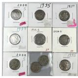 (10) Buffalo Nickels Including Early Date/Quality