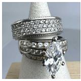 925 Silver 2 Zirconia Rings Lot