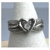 925 Silver Vintage Kay Jewelers Diamond Heart Ring