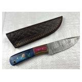 Damascus Steel Fixed Blade Knife w/ Sheath