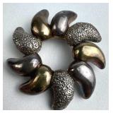 925 Silver Vtg. BAT AMI Puffy Two Tone Wreath Broo