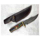 Damascus Steel Fixed Blade Knife w/ Sheath