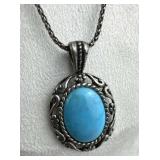 925 Silver Relios Turquoise Floral Frame Pendant N