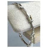 925 Silver Curved Bar Link Bracelet